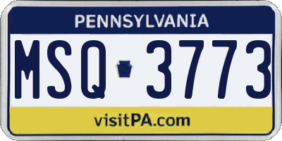 PA license plate MSQ3773