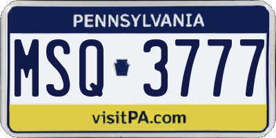 PA license plate MSQ3777