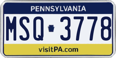 PA license plate MSQ3778