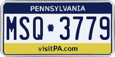 PA license plate MSQ3779