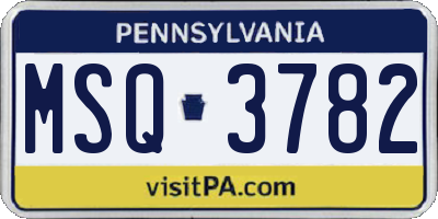 PA license plate MSQ3782