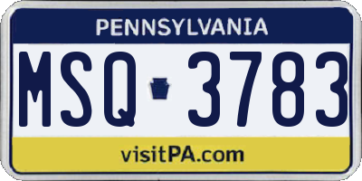 PA license plate MSQ3783