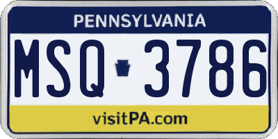 PA license plate MSQ3786