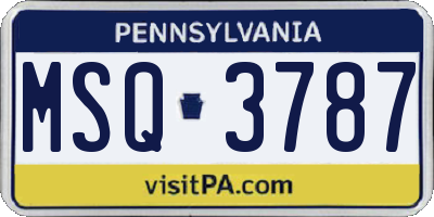 PA license plate MSQ3787