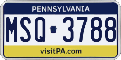 PA license plate MSQ3788