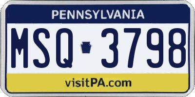 PA license plate MSQ3798