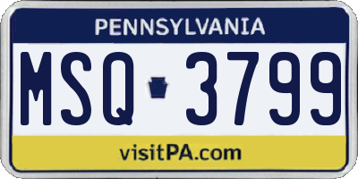 PA license plate MSQ3799