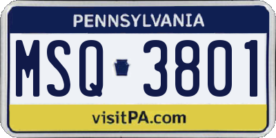 PA license plate MSQ3801