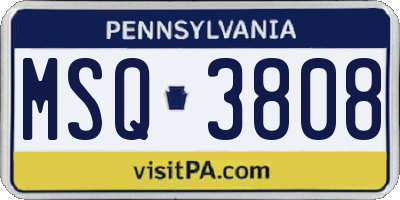 PA license plate MSQ3808
