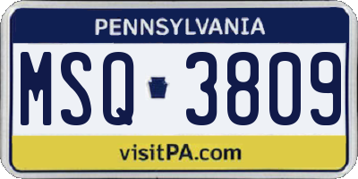 PA license plate MSQ3809