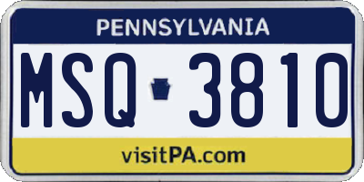 PA license plate MSQ3810