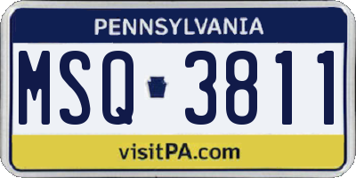 PA license plate MSQ3811