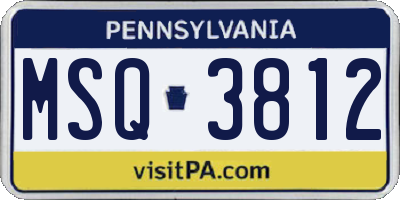 PA license plate MSQ3812