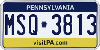 PA license plate MSQ3813