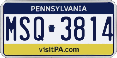 PA license plate MSQ3814