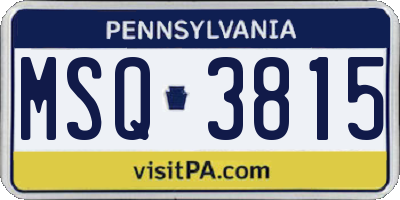 PA license plate MSQ3815