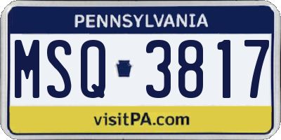 PA license plate MSQ3817