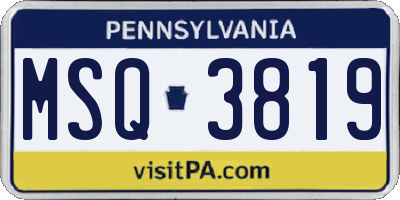 PA license plate MSQ3819
