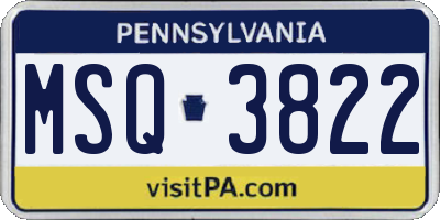 PA license plate MSQ3822