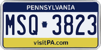 PA license plate MSQ3823