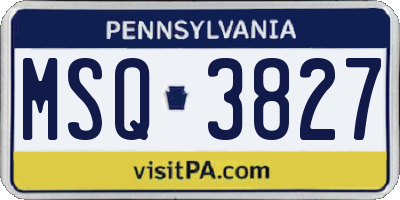 PA license plate MSQ3827
