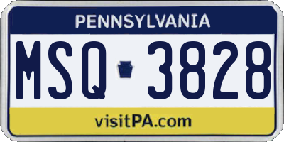 PA license plate MSQ3828