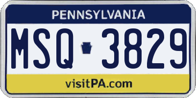 PA license plate MSQ3829