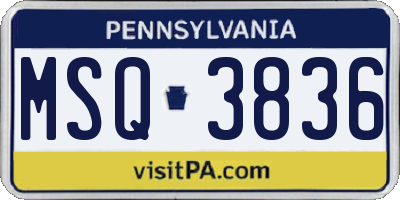 PA license plate MSQ3836