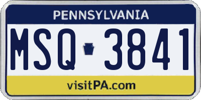 PA license plate MSQ3841