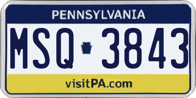 PA license plate MSQ3843