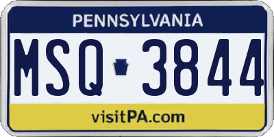 PA license plate MSQ3844