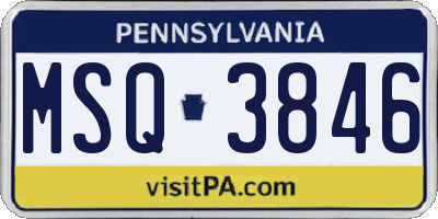 PA license plate MSQ3846
