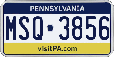 PA license plate MSQ3856