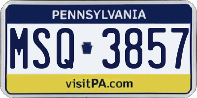 PA license plate MSQ3857