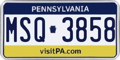 PA license plate MSQ3858