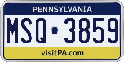 PA license plate MSQ3859