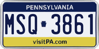 PA license plate MSQ3861