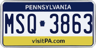 PA license plate MSQ3863