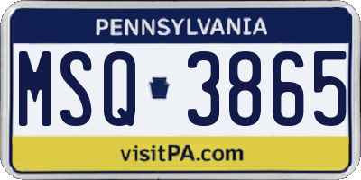 PA license plate MSQ3865