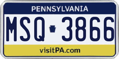 PA license plate MSQ3866