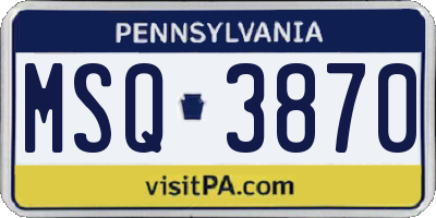 PA license plate MSQ3870