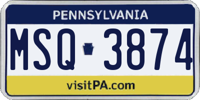 PA license plate MSQ3874