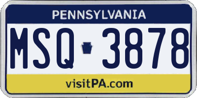 PA license plate MSQ3878