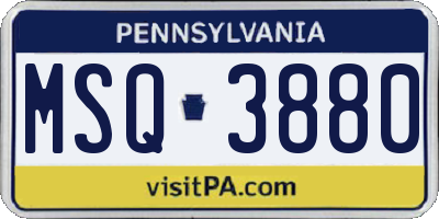 PA license plate MSQ3880