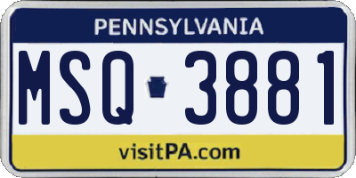 PA license plate MSQ3881