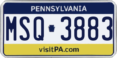 PA license plate MSQ3883