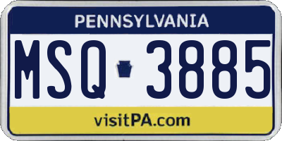 PA license plate MSQ3885