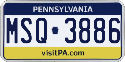 PA license plate MSQ3886