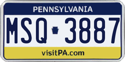 PA license plate MSQ3887