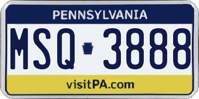 PA license plate MSQ3888